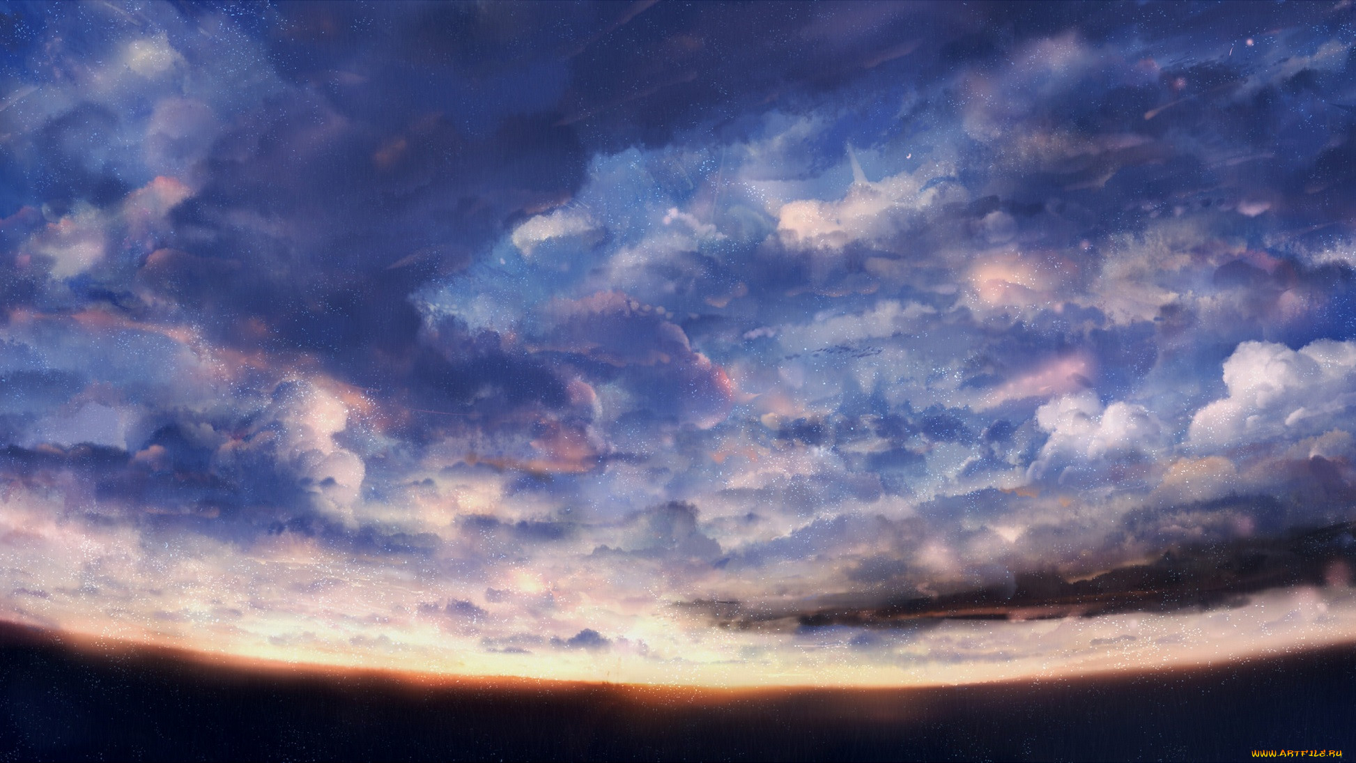 Нарисованное красивое вечернее небо